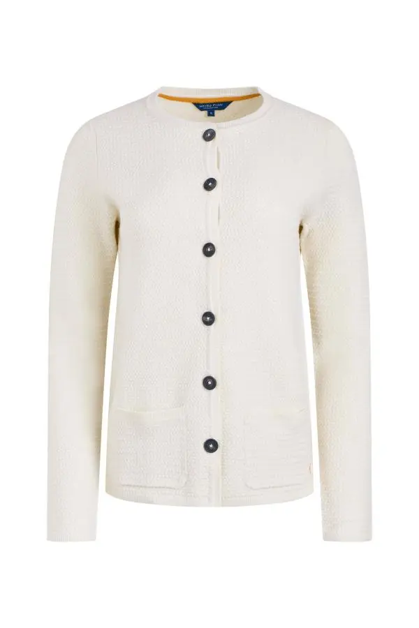Weird Fish Hayley Knitted Blazer Cardigan Chalk