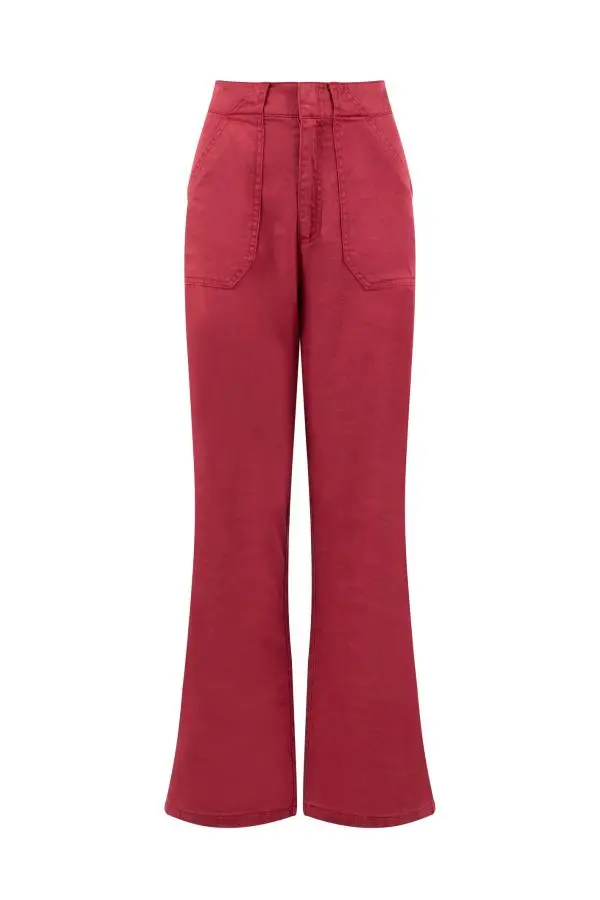 Weird Fish Farida Wide Leg Trouser Garnet