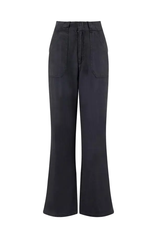 Weird Fish Farida Wide Leg Trouser Navy