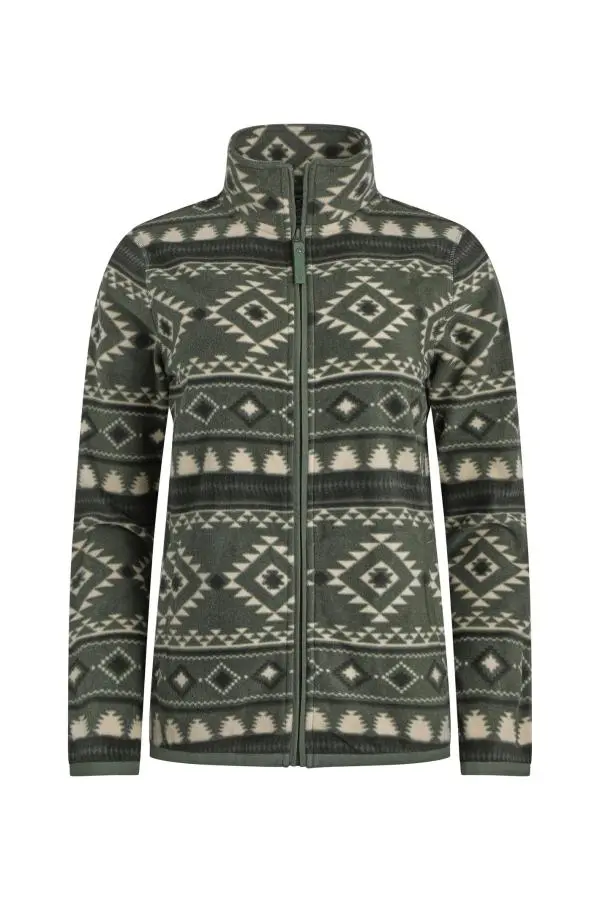 Weird Fish Rochelle  Full Zip Printed Micro Fleece Deep Lichen Green