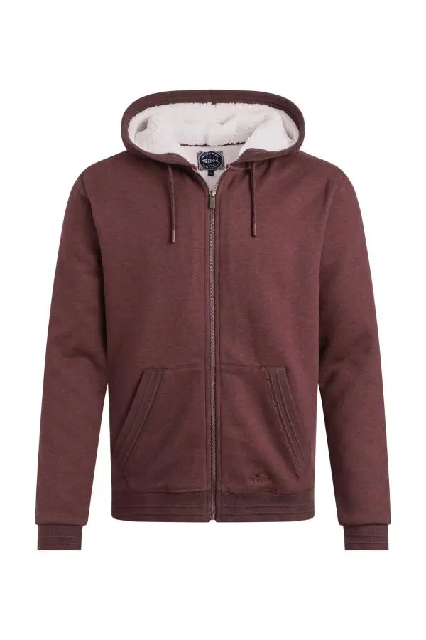 Weird Fish Camborne Borg Lined Full Zip Hoodie Bitter Chocolate