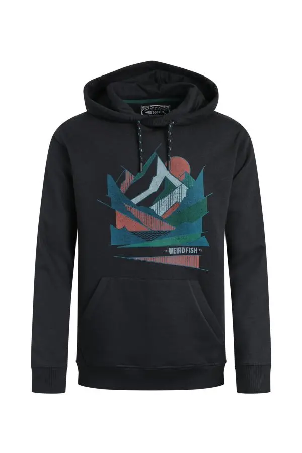 Weird Fish Bryant Graphic Pop Over Hoodie Black