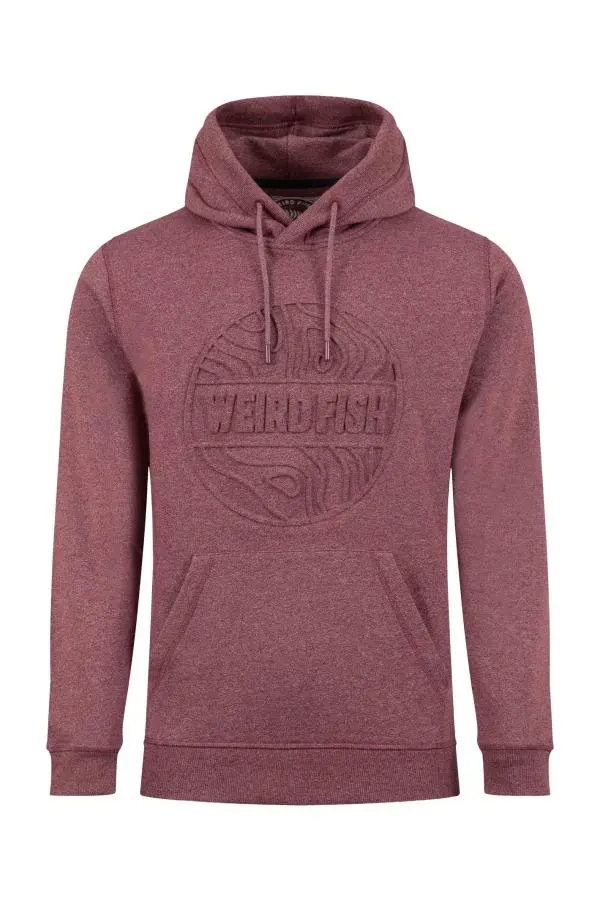 Weird Fish Perranporth Embossed Grindle Hoodie Antique Cherry