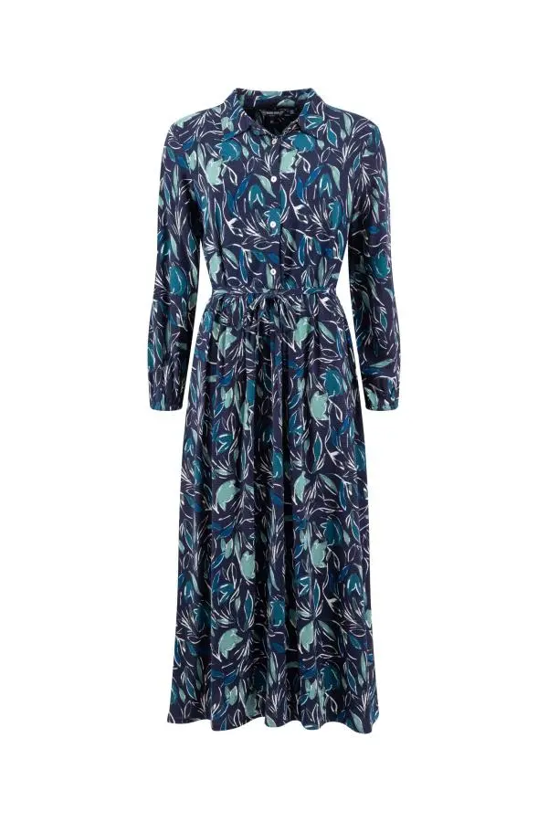 Weird Fish Steffan Viscose Printed Maxi Dress Estate blue