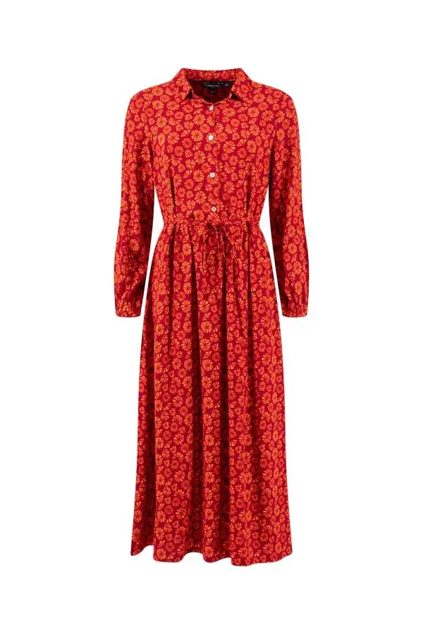 Weird Fish Steffan Viscose Printed Maxi Dress Garnet