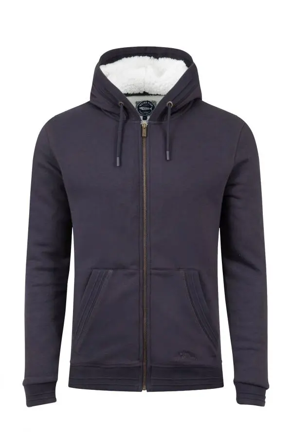 Weird Fish Camborne Borg Lined Full Zip Hoodie Midnight