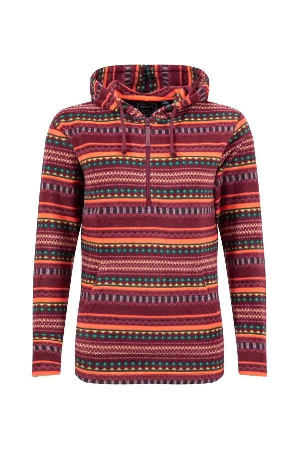 Weird Fish Lana 1/4 Zip Microfleece Hoodie Antique Cherry