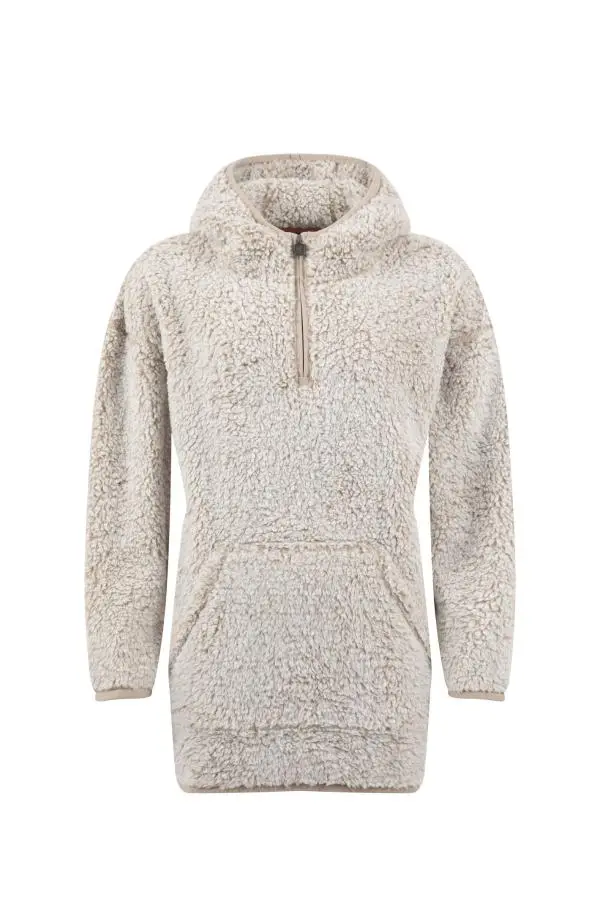 Weird Fish Faye Cosy Longline Fleece Hoodie Beige