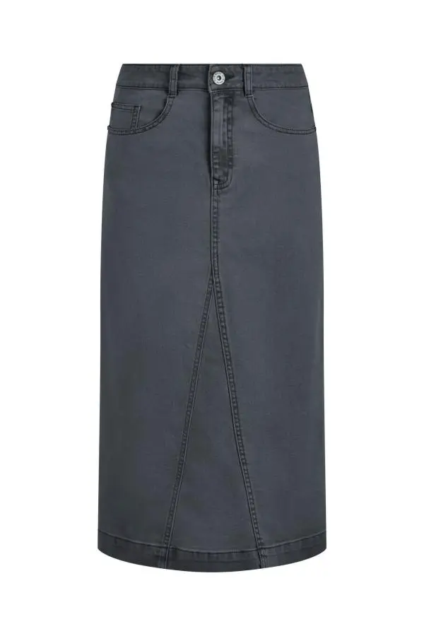 Weird Fish Juda Longline Denim Skirt Black