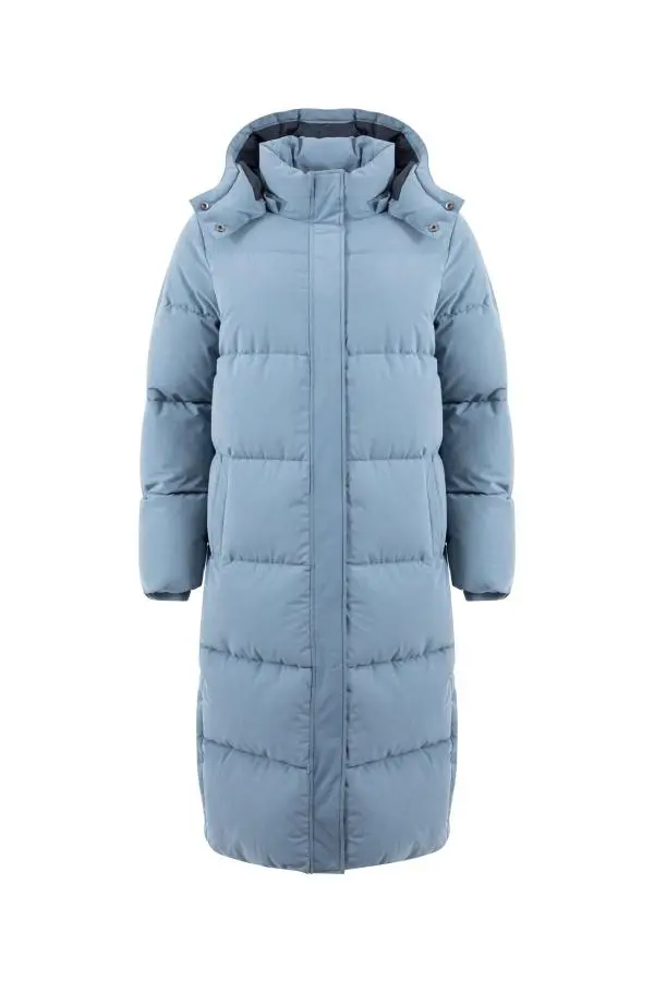 Weird Fish Kenley Heavyweight Longline Duvet Coat Lake Blue 