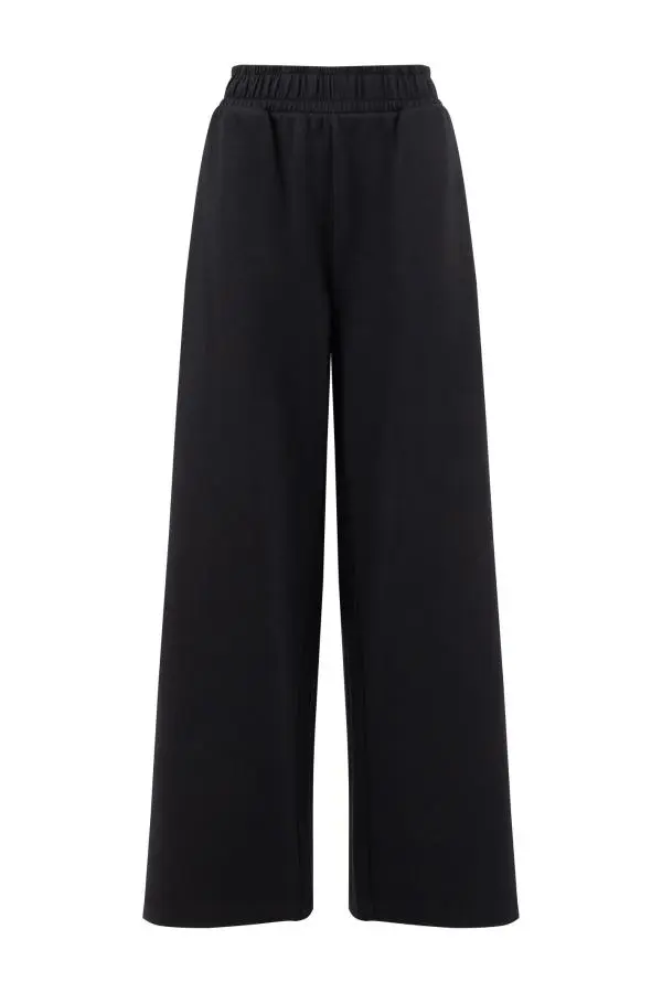 Weird Fish Ivy Jersey Wide Leg Trouser Black