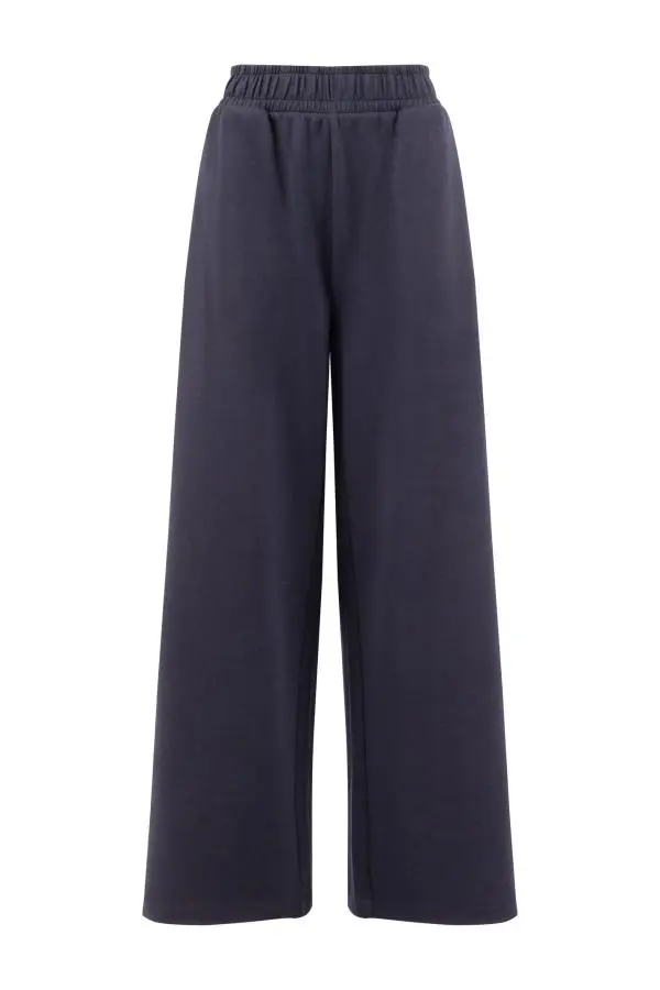 Weird Fish Ivy Jersey Wide Leg Trouser Navy