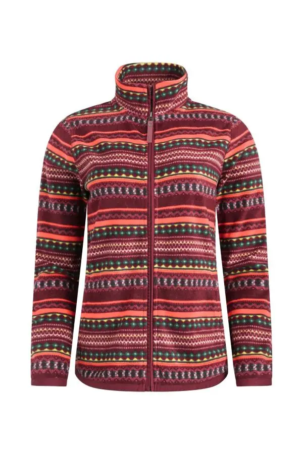 Weird Fish Rochelle Full Zip Printed Microfleece Antique Cherry