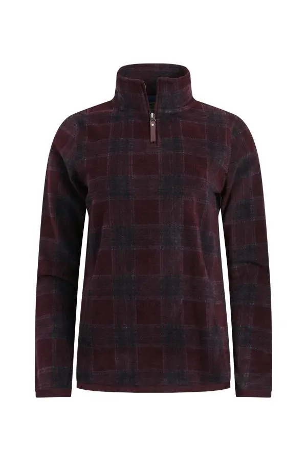 Weird Fish Reena 1/4 Zip Printed Microfleece Aubergine