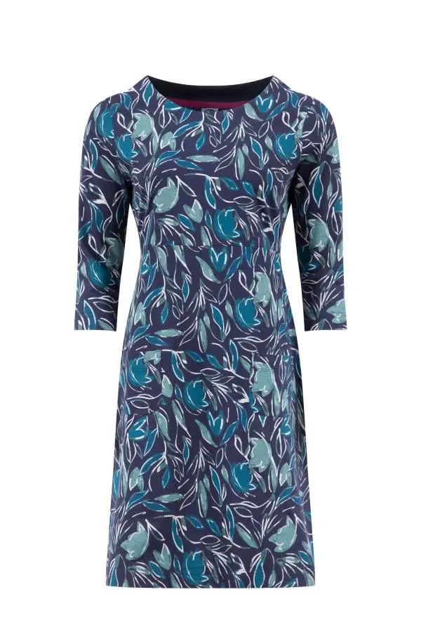 Weird Fish Starshine Printed Jersey Dress Estate blue