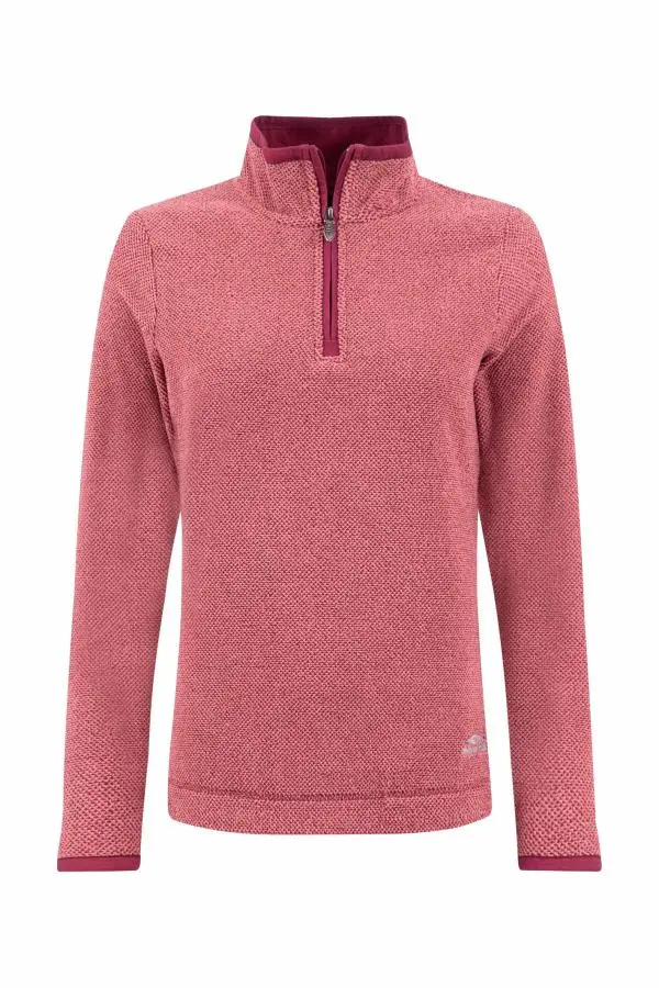 Weird Fish Sarah 1/4 Zip Textured Fleece Garnet