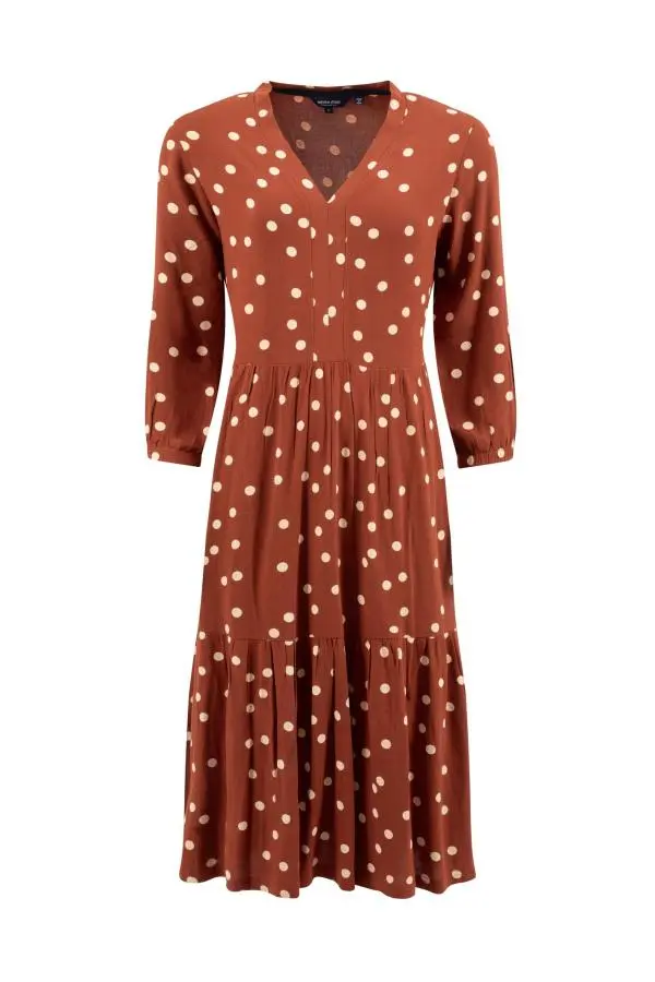 Weird Fish Gardot Viscose Printed Midaxi Dress Conker