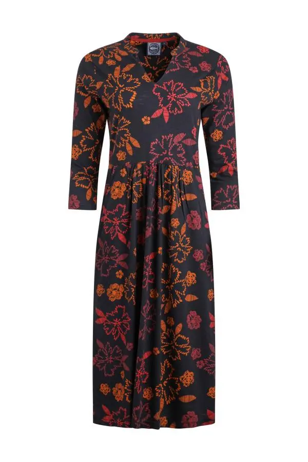 Weird Fish Isolde Printed Jersey Midi Dress Nightshade