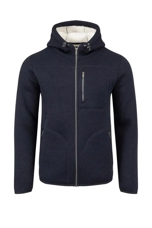 Weird Fish Torpoint Faux Sherling Bonded Full Zip Fleece Hoodie Midnight