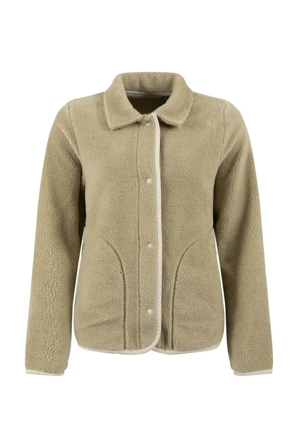 Weird Fish Alessia Lightweight Borg Shacket Laurel Green