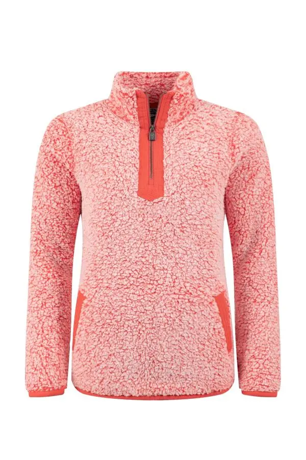 Weird Fish Madi Cosy 1/4 Zip Fleece Hot Coral