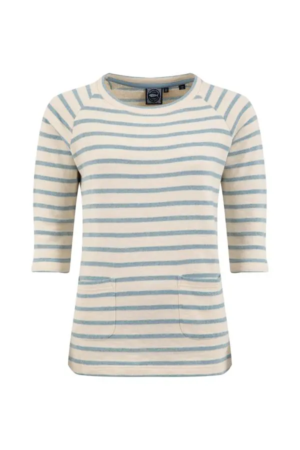 Weird Fish Ives Loopback Stripe Tunic Top Pale Denim