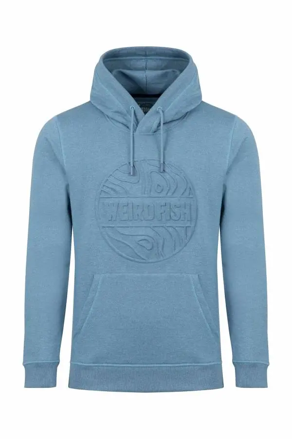 Weird Fish Perranporth  Embossed Grindle Hoodie Washed Blue