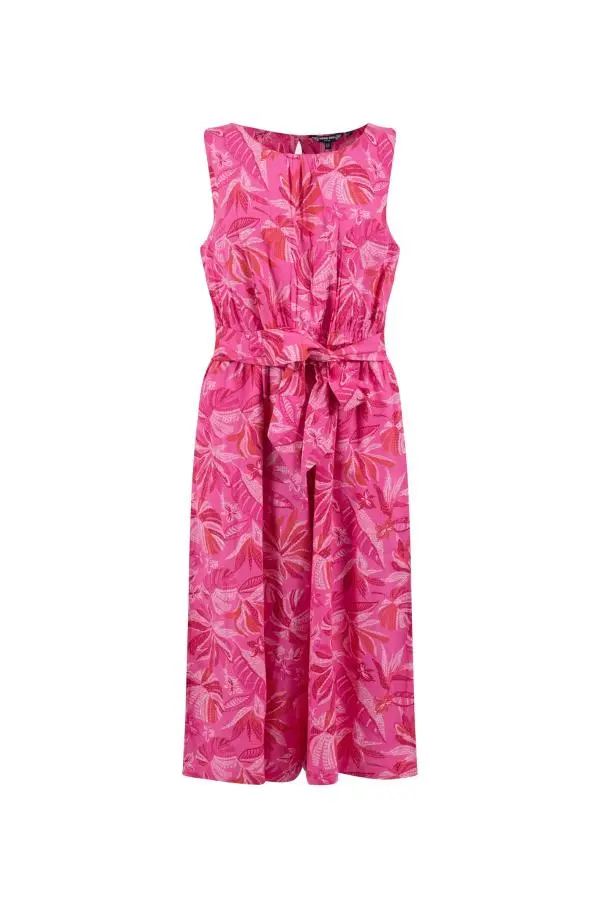 Weird Fish Nalani Printed Viscose Jumpsuit Hot Pink