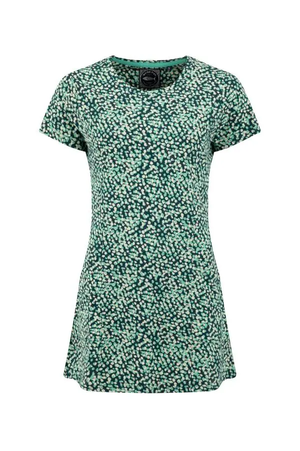 Weird Fish Sidra Printed Jersey Slub Tunic Deep Teal
