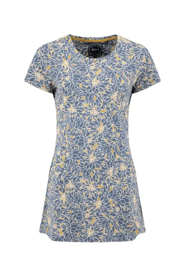 Weird Fish Sidra Printed Jersey Slub Tunic Faded Blue