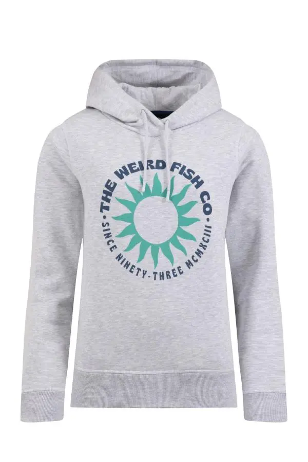 Weird Fish Kira Graphic Popover Back Print Hoodie Light Grey