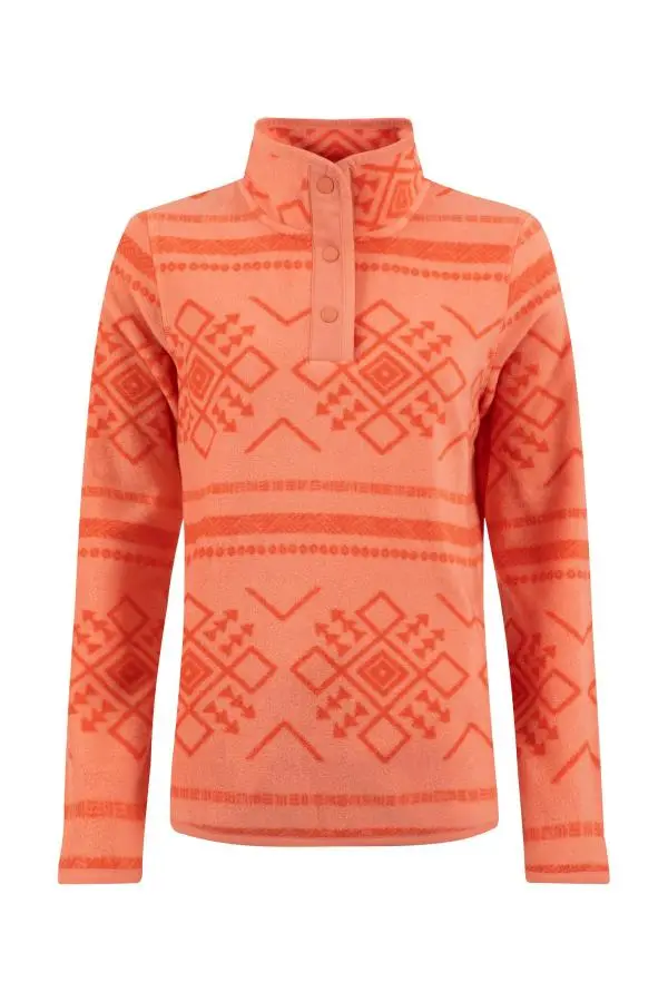 Weird Fish Amy Printed Microfleece Dark Coral