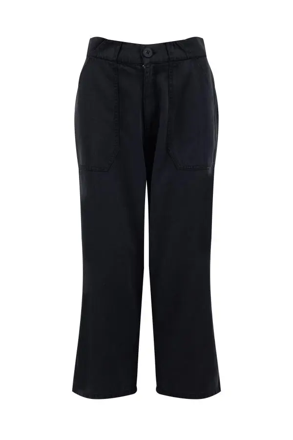 Weird Fish Angelika Cropped Wide Leg Trousers Midnight