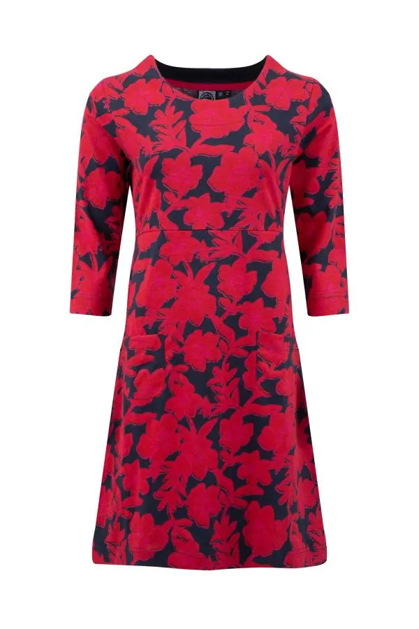 Weird Fish Starshine Printed Jersey Dress Cranberry 