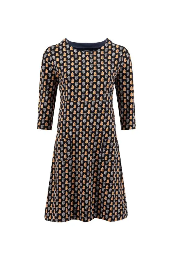 Weird Fish Starshine Printed Jersey Dress Yellow Iris 