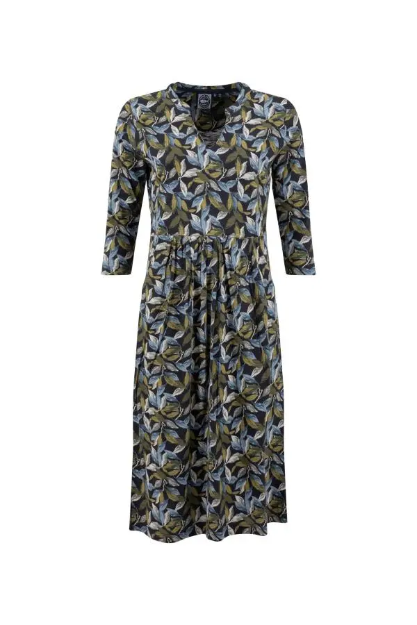 Weird Fish Isolde Printed Jersey Midi Dress Aqua blue 