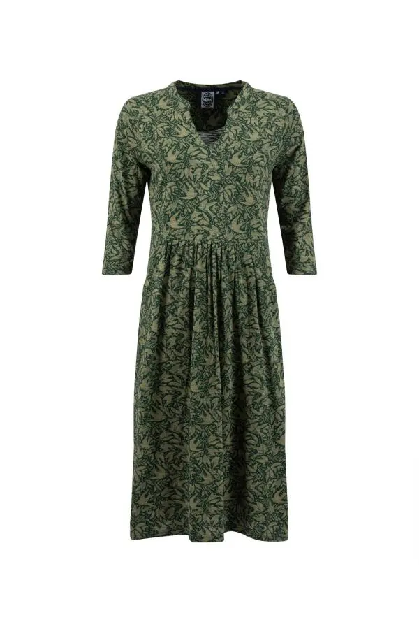 Weird Fish Isolde Printed Jersey Midi Dress Cypress Green 