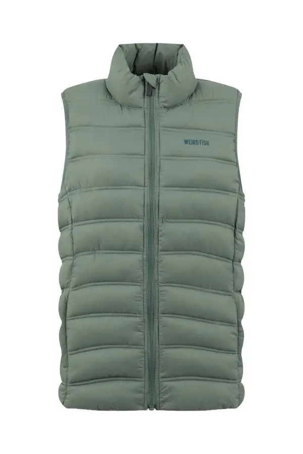 Weird Fish Atissa Lightweight Padded Gilet Military Green 