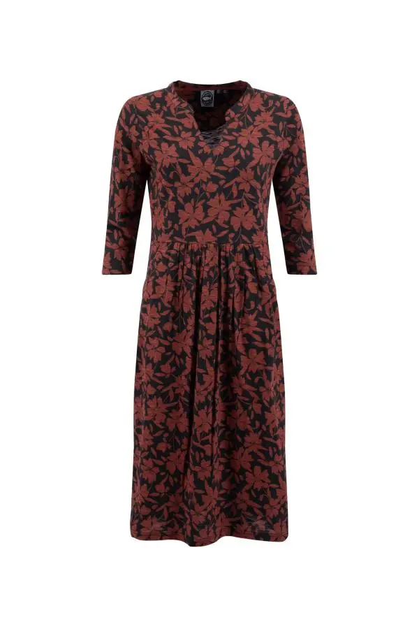 Weird Fish Isolde Printed Jersey Midi Dress Conker 