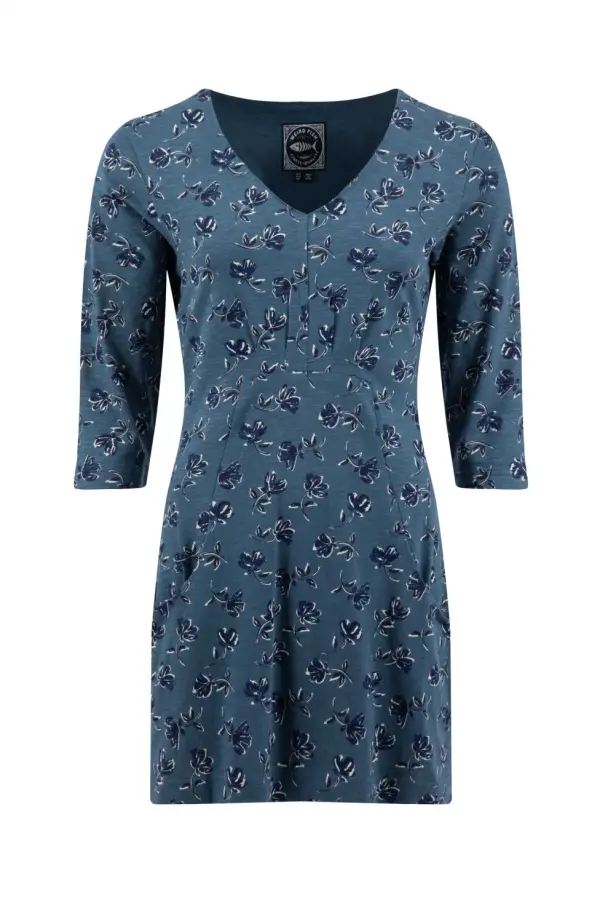Weird Fish Arielle Printed Jersey 3/4 Sleeve Tunic Adriatic Blue 