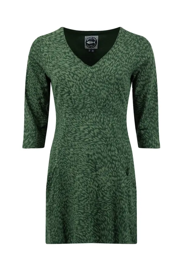 Weird Fish Arielle Printed Jersey 3/4 Sleeve Tunic Apple Green 
