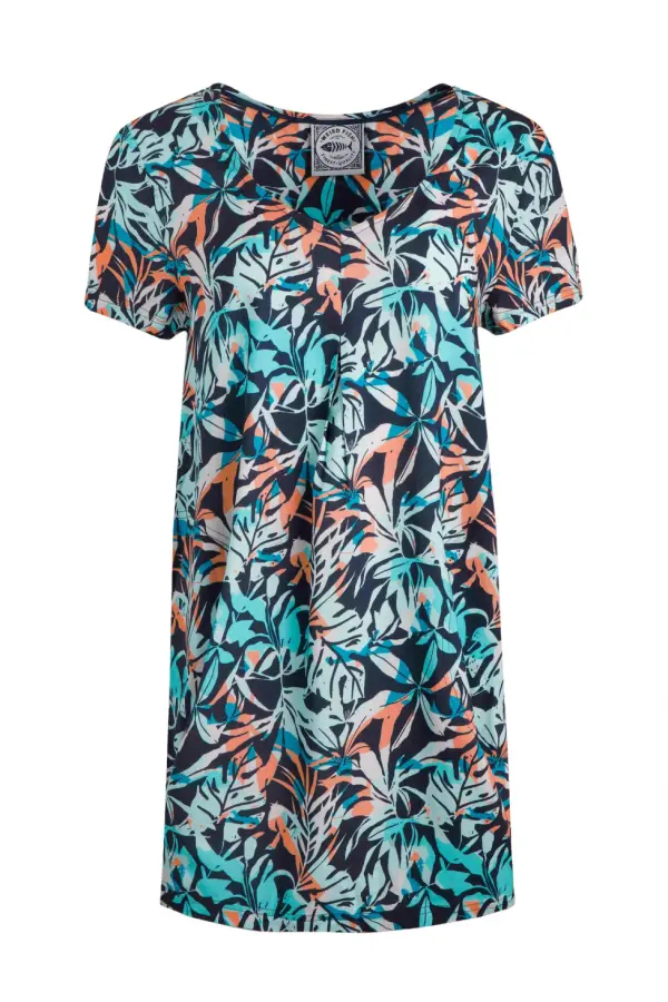Weird Fish Nuri Printed Viscose Tunic Aqua blue 