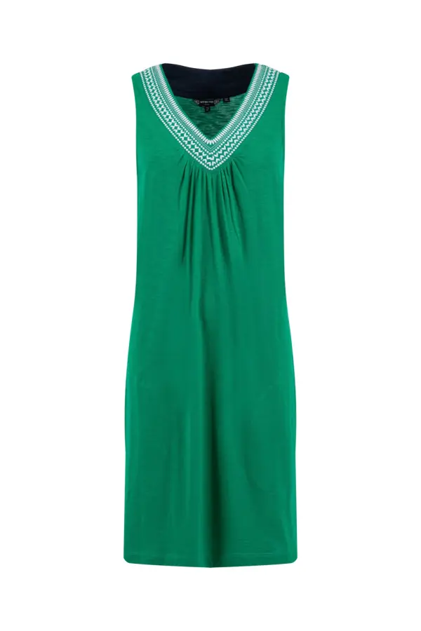 Weird Fish Nayal Embroidered Jersey Shift Tunic Heritage Green 