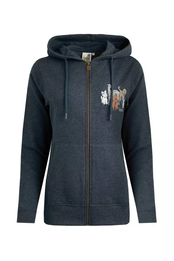 Weird Fish Franchies Eco Graphic Full Zip Hoodie Navy