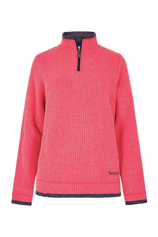 Weird Fish Beye Eco 1/4 Zip Grid Fleece Barberry Red Marl