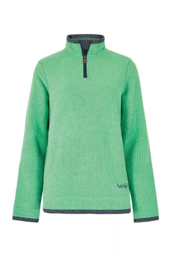 Weird Fish Beye Eco 1/4 Zip Grid Fleece Grass Green