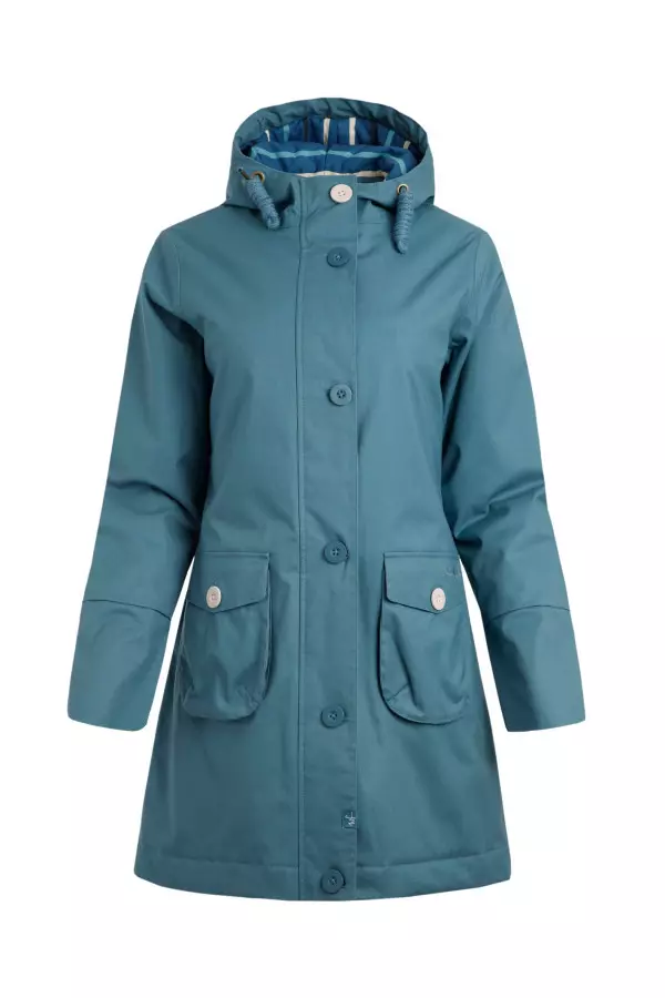 Weird Fish Beatrix Eco Wadded Waterproof Coat Uniform Blue