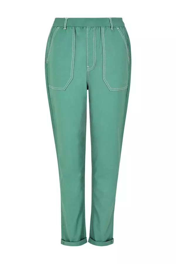 Weird Fish Malorri Organic Cotton Trousers Dark Jade