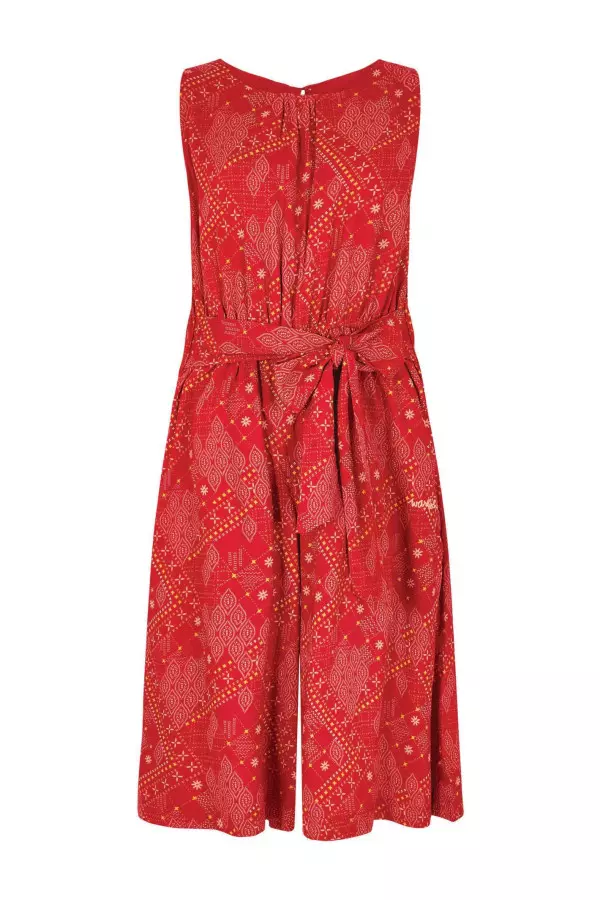 Weird Fish Nalani Eco Viscose Printed Jumpsuit Chilli Red