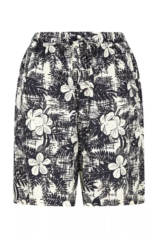 Weird Fish Sundance Eco Viscose Printed Shorts Dark Denim